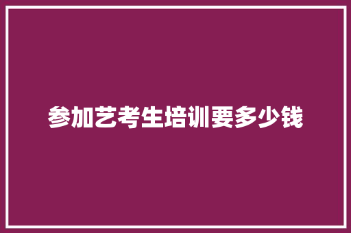 参加艺考生培训要多少钱