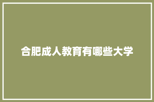 合肥成人教育有哪些大学 工作报告