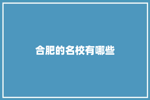 合肥的名校有哪些