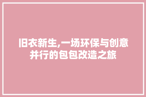 旧衣新生,一场环保与创意并行的包包改造之旅