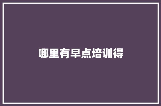 哪里有早点培训得