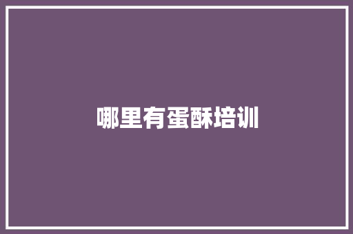 哪里有蛋酥培训 商业文稿