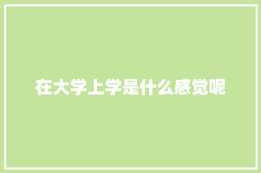 在大学上学是什么感觉呢