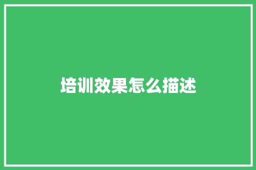 培训效果怎么描述 工作报告