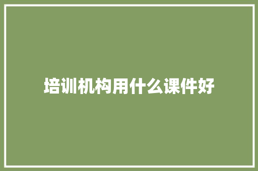 培训机构用什么课件好
