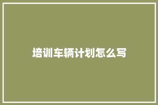 培训车辆计划怎么写