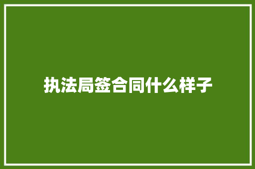 执法局签合同什么样子