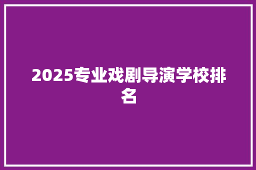 2025专业戏剧导演学校排名