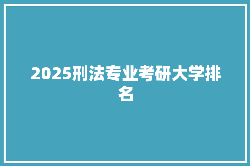2025刑法专业考研大学排名 工作总结