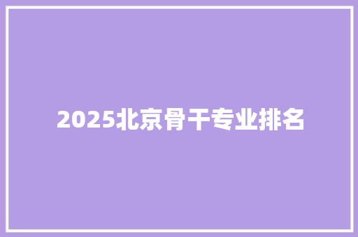 2025北京骨干专业排名 工作总结