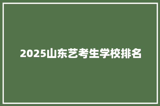 2025山东艺考生学校排名