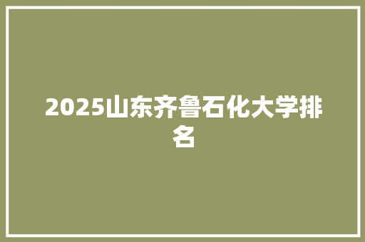 2025山东齐鲁石化大学排名