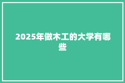 2025年做木工的大学有哪些
