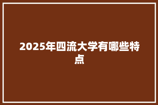 2025年四流大学有哪些特点