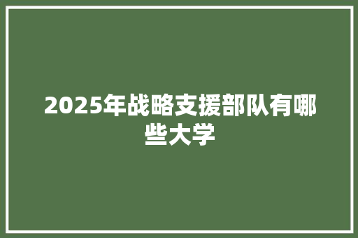 2025年战略支援部队有哪些大学
