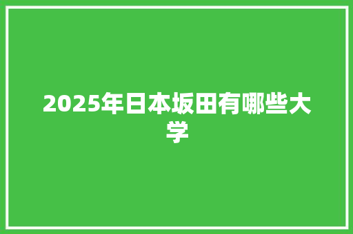 2025年日本坂田有哪些大学