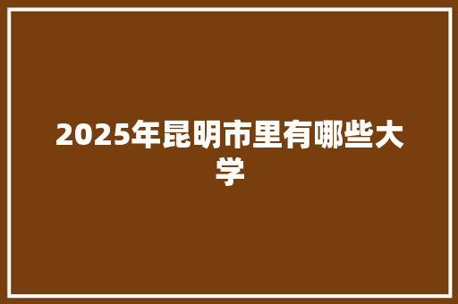 2025年昆明市里有哪些大学