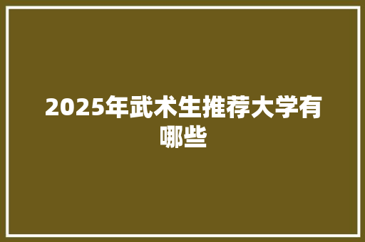 2025年武术生推荐大学有哪些