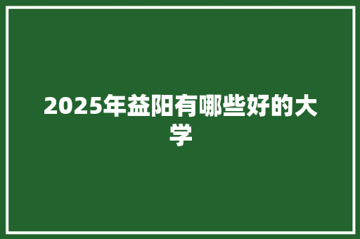 2025年益阳有哪些好的大学