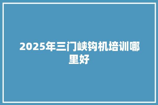 2025年三门峡钩机培训哪里好
