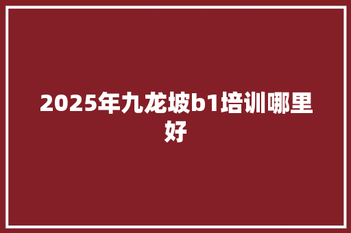 2025年九龙坡b1培训哪里好