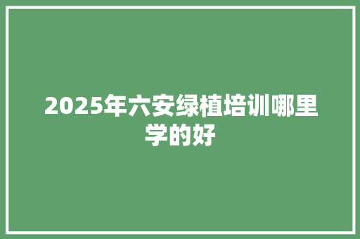 2025年六安绿植培训哪里学的好