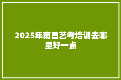 2025年南昌艺考培训去哪里好一点