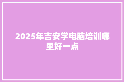 2025年吉安学电脑培训哪里好一点