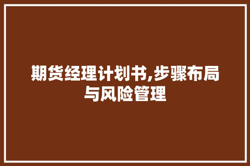 期货经理计划书,步骤布局与风险管理