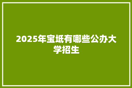 2025年宝坻有哪些公办大学招生
