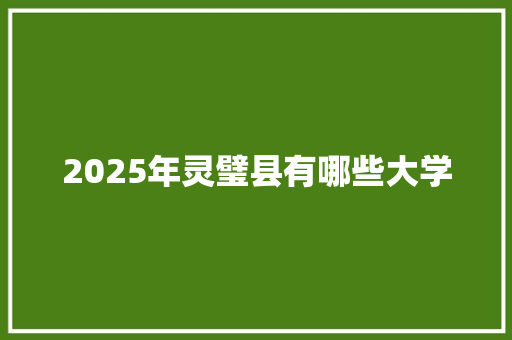 2025年灵璧县有哪些大学 工作类
