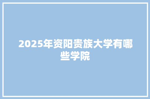 2025年资阳贵族大学有哪些学院