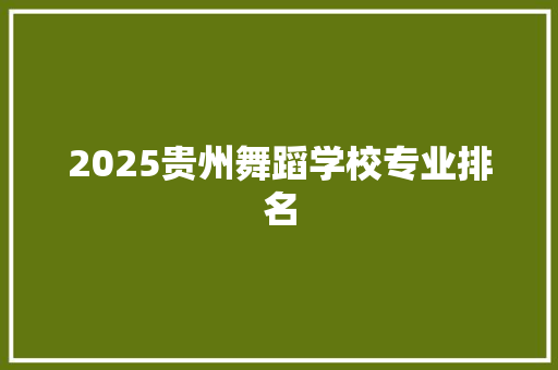 2025贵州舞蹈学校专业排名 工作总结