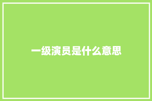 一级演员是什么意思 商业文稿