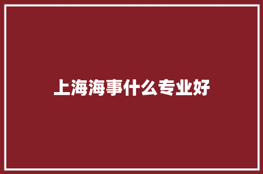 上海海事什么专业好