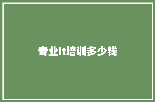 专业it培训多少钱