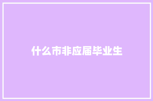 什么市非应届毕业生
