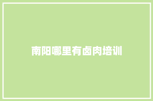 南阳哪里有卤肉培训