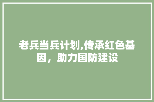 老兵当兵计划,传承红色基因，助力国防建设