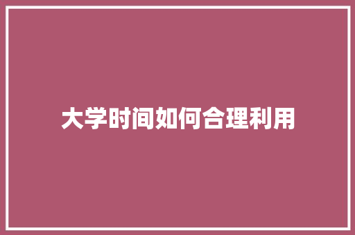 大学时间如何合理利用 工作报告