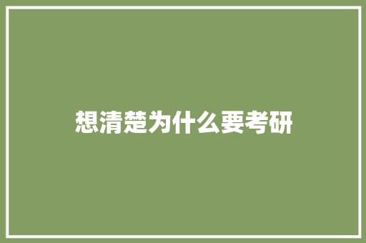 想清楚为什么要考研 工作类