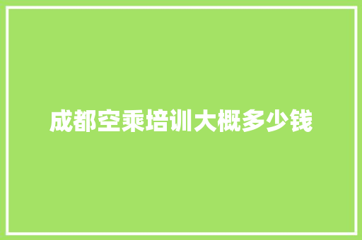 成都空乘培训大概多少钱