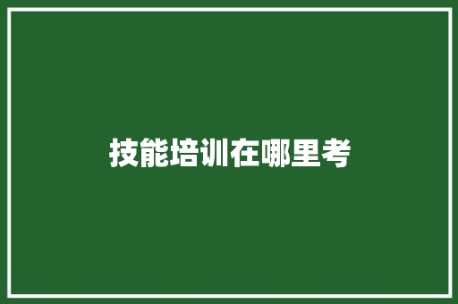技能培训在哪里考