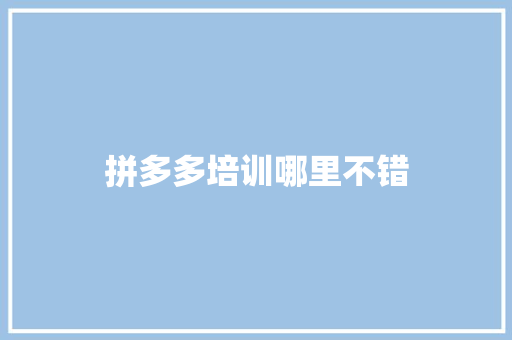 拼多多培训哪里不错