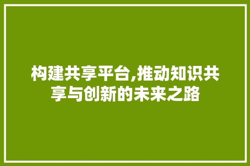 构建共享平台,推动知识共享与创新的未来之路