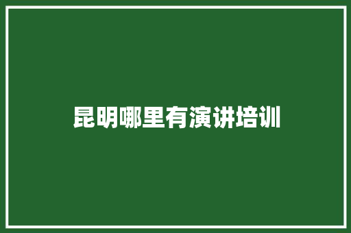 昆明哪里有演讲培训