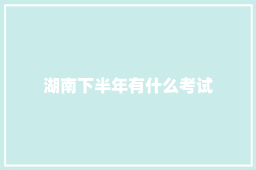 湖南下半年有什么考试 商业文稿