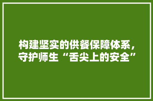 构建坚实的供餐保障体系，守护师生“舌尖上的安全”