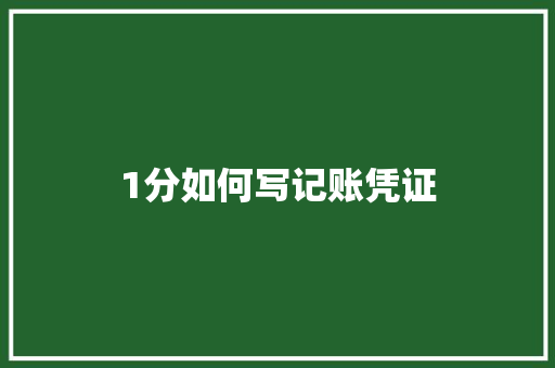 1分如何写记账凭证