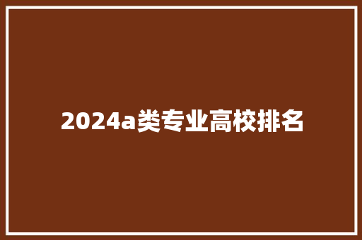 2024a类专业高校排名 工作总结